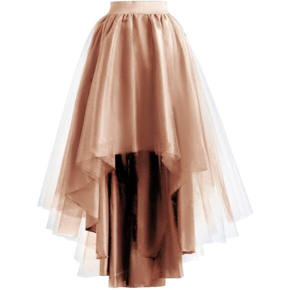 High Low Tulle Skirt for Women Khaki - Picture 1 of 6
